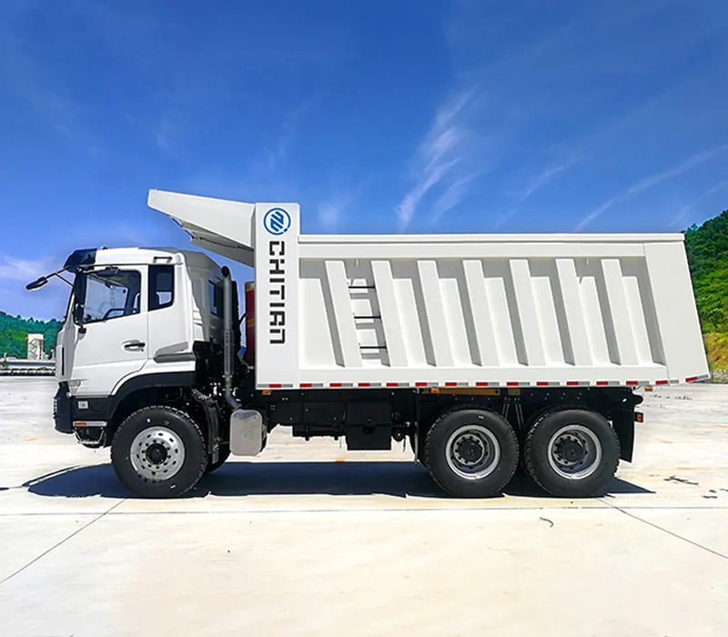 Dump Truck with Upward-Tilted Cargo Box